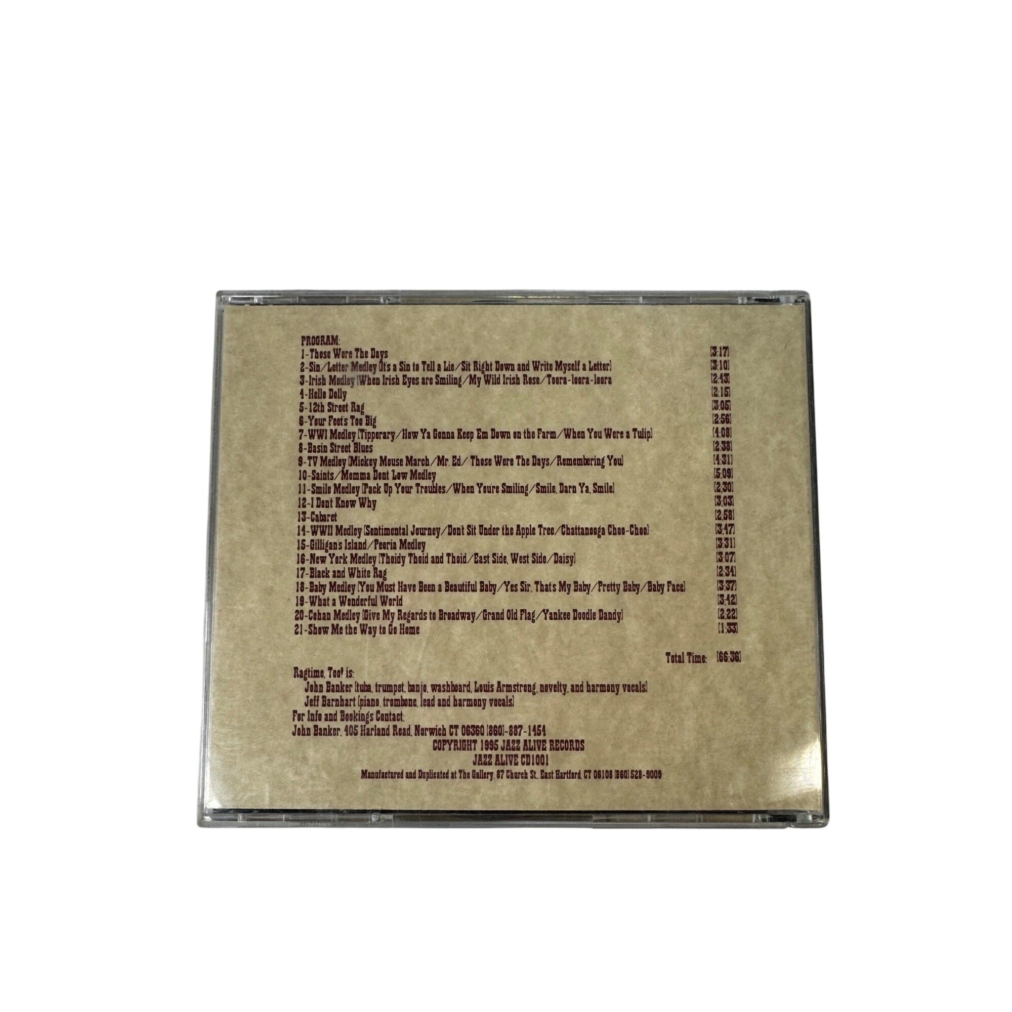 Ragtime Too! Those Were The Days CD 1995 Jazz Alive Records Pre-Owned