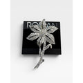 Roman Silver Tone Crystal Flower Brooch Pave Floral Pin Signed