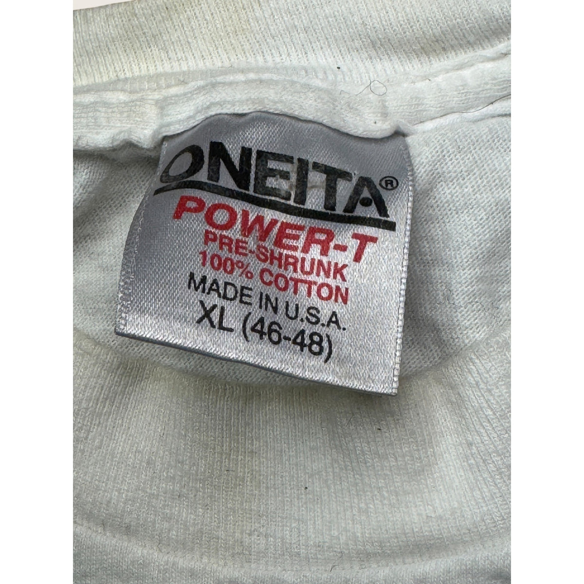 Oneita Men's XL Shirt White Huge Woody's Surfboards Single Stitch 90s