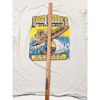 Oneita Men's XL Shirt White Huge Woody's Surfboards Single Stitch 90s