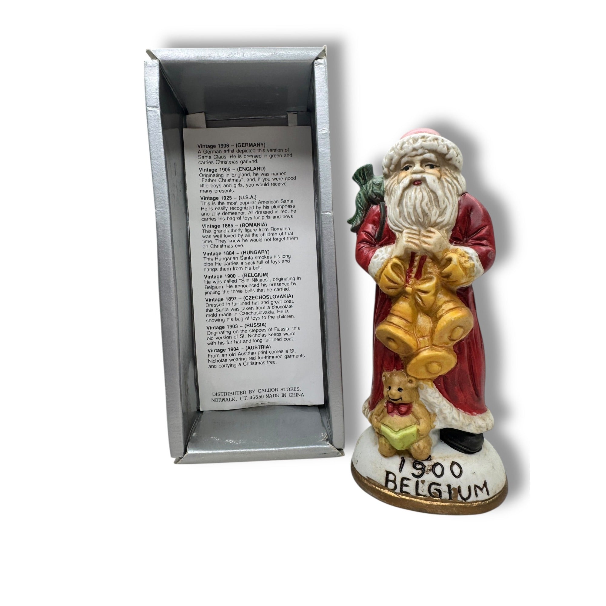 Caldor Stories 1900 Belgium Santa Porcelain Figurine with Box  5”