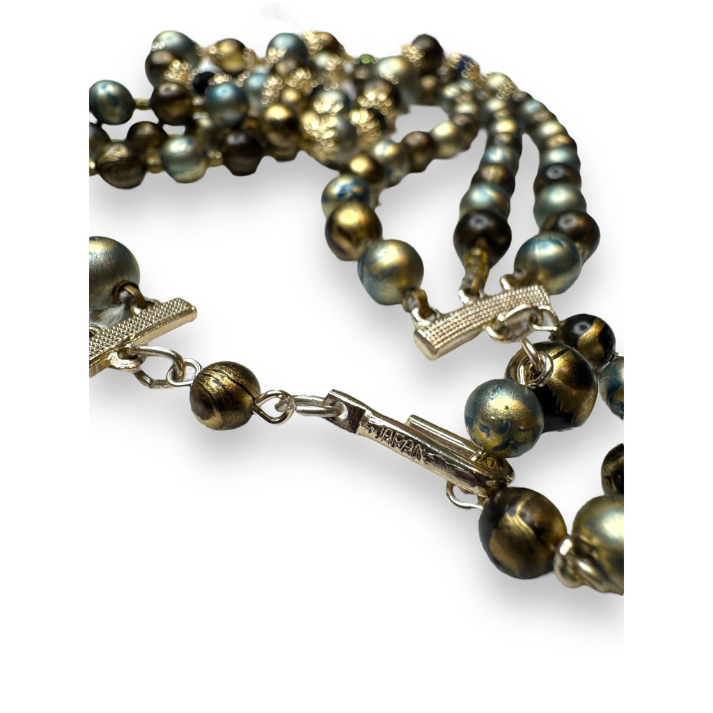 Japan Mid Century Multi-Strand Necklace Crystal Acrylic Beads 14-17"