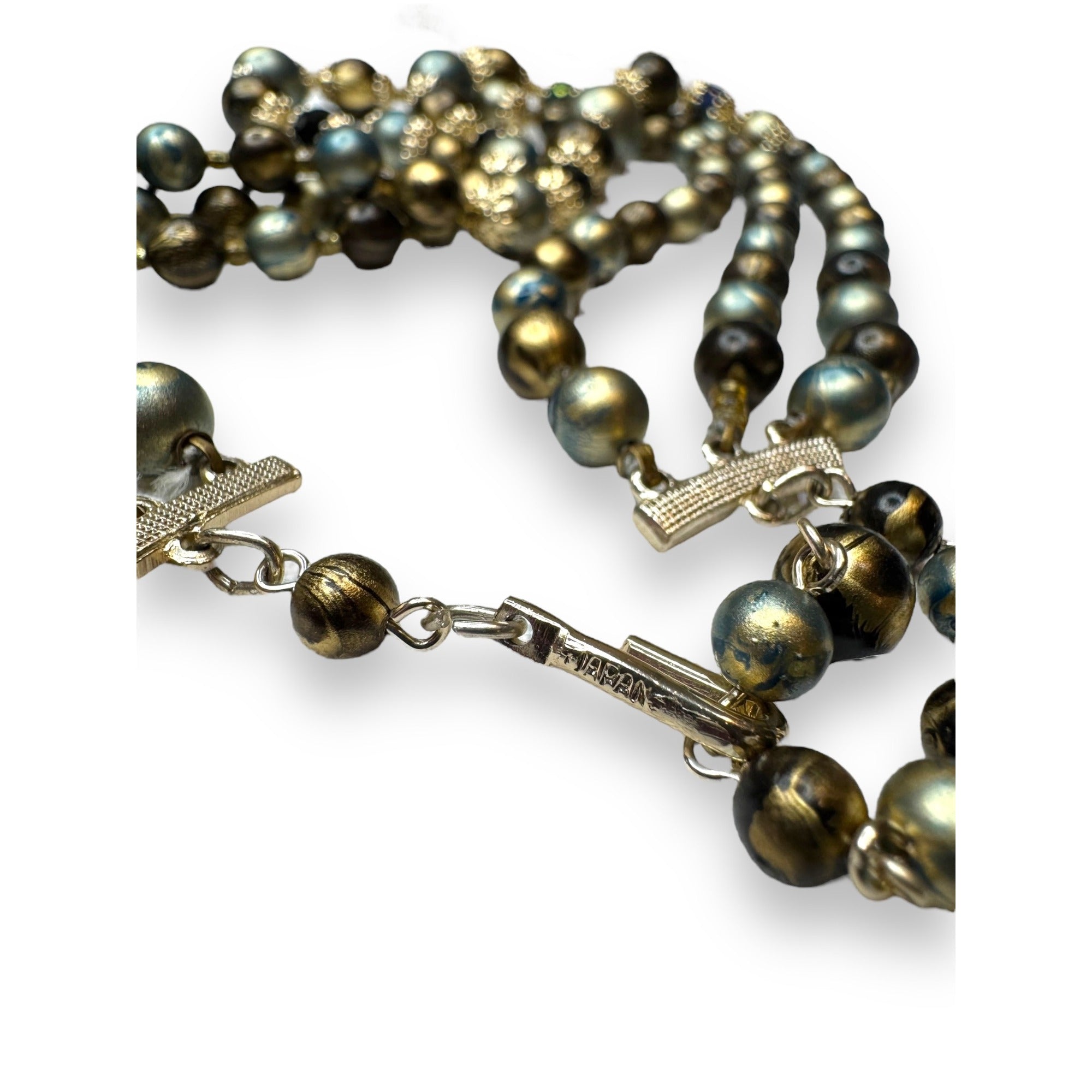 Japan Mid Century Multi-Strand Necklace Crystal Acrylic Beads 14-17"