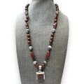 Sterling Silver Jasper Necklace With Toggle Clasp 20"