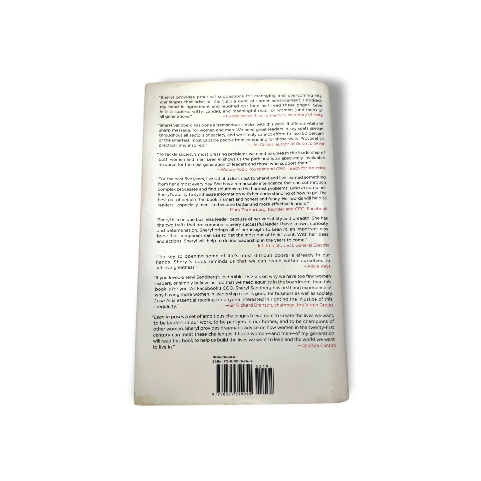 Lean In: Women Work And The Will To Lead By Sheryl Sandberg First Edition 2013