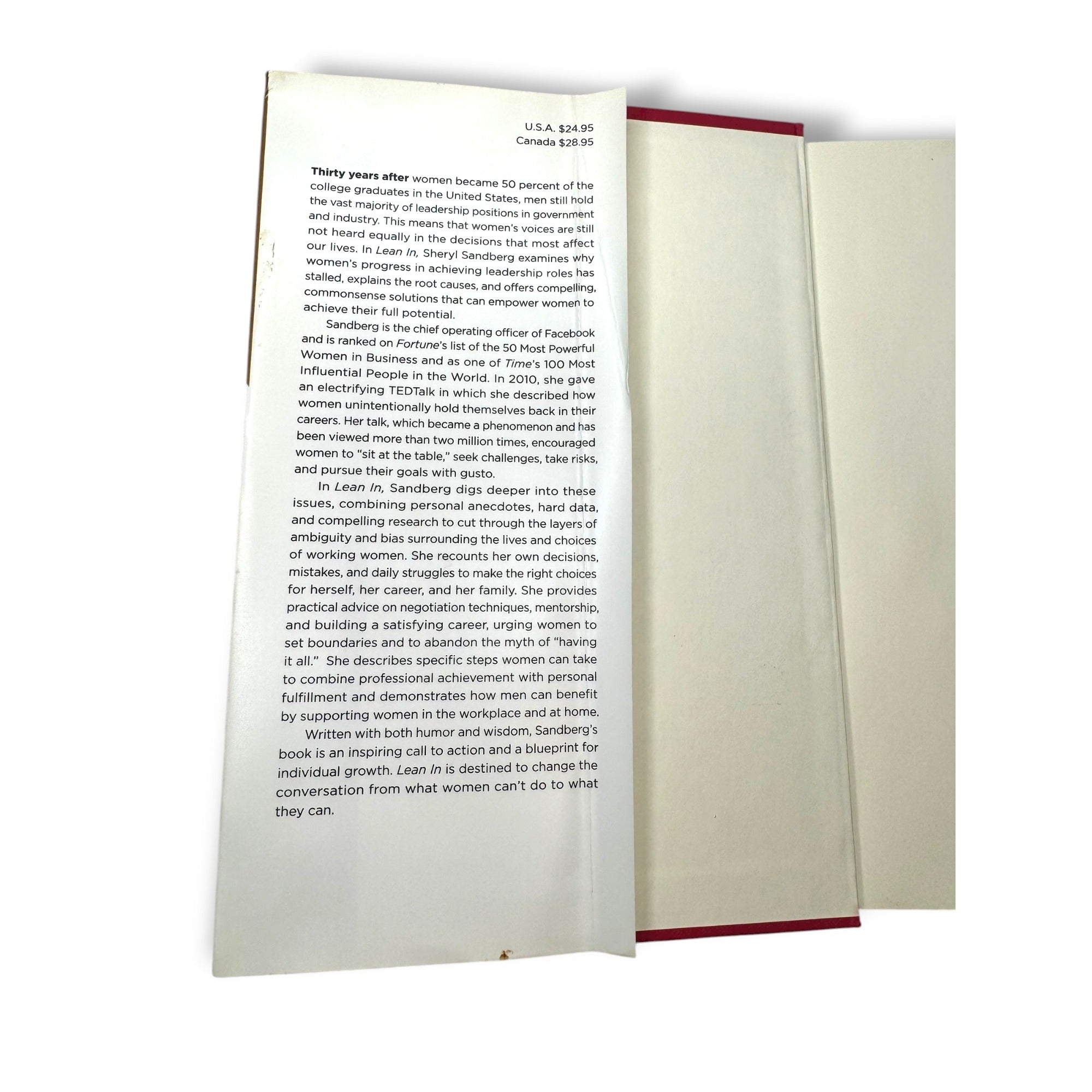 Lean In: Women Work And The Will To Lead By Sheryl Sandberg First Edition 2013