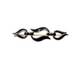 Monet Black Enamel Bar Brooch Gold Tone Abstract Ribbon 1980s Vintage