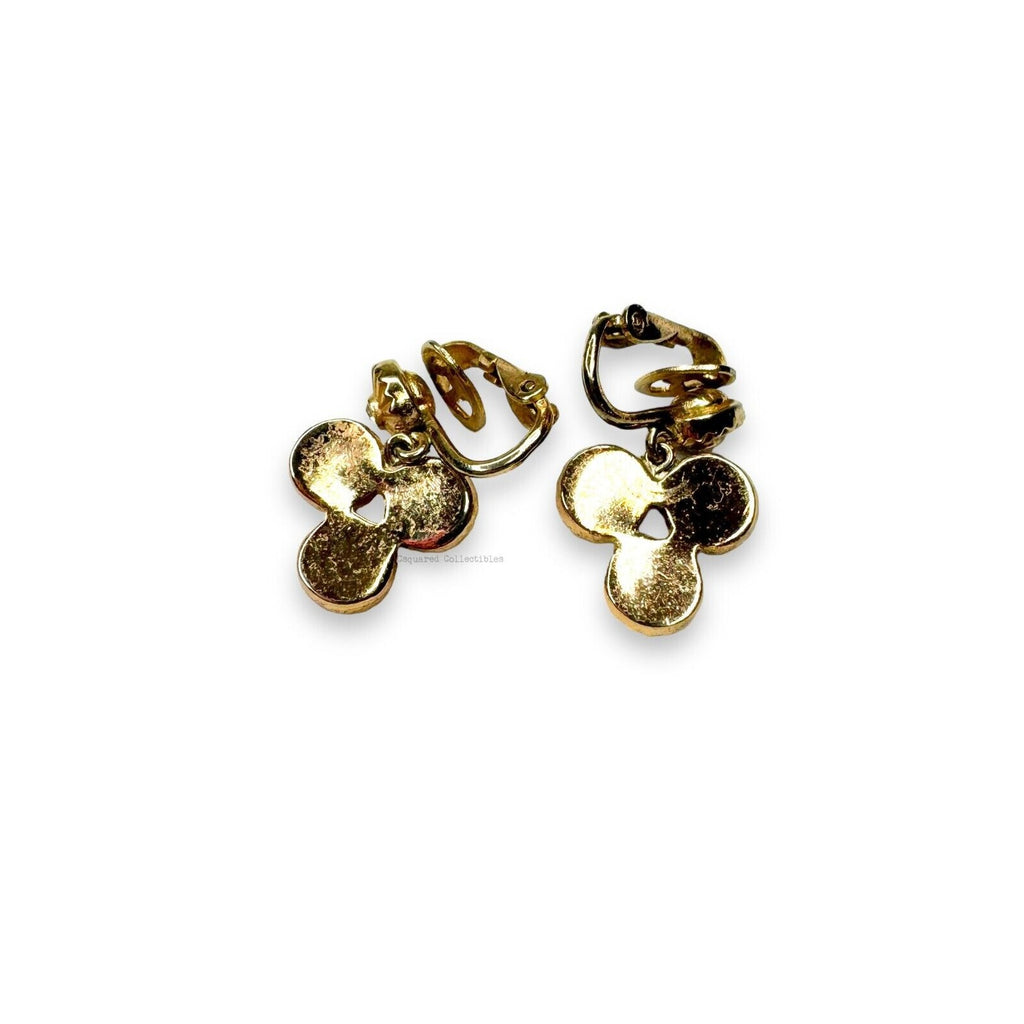 Crown Trifari 1960s Rosette Bracelet & Earrings Set Pearl AB Rhinestones Gold