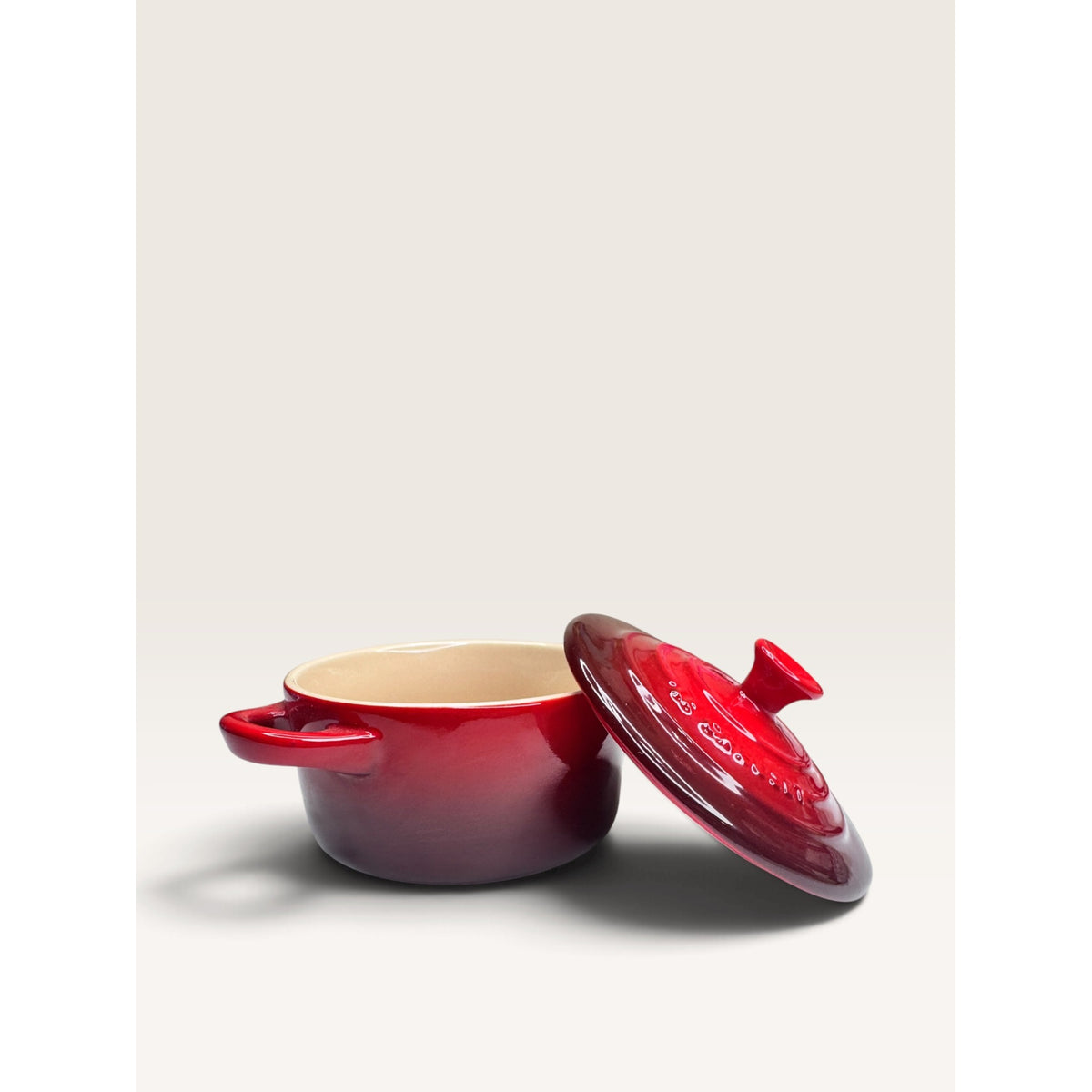 Le Creuset Stoneware Mini Round Cocotte Casserole Dish Cerise Red