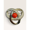 Sarah Coventry 1970s Gold Tone Orange Acrylic Atomic Orbit Swirl Brooch 1.79"