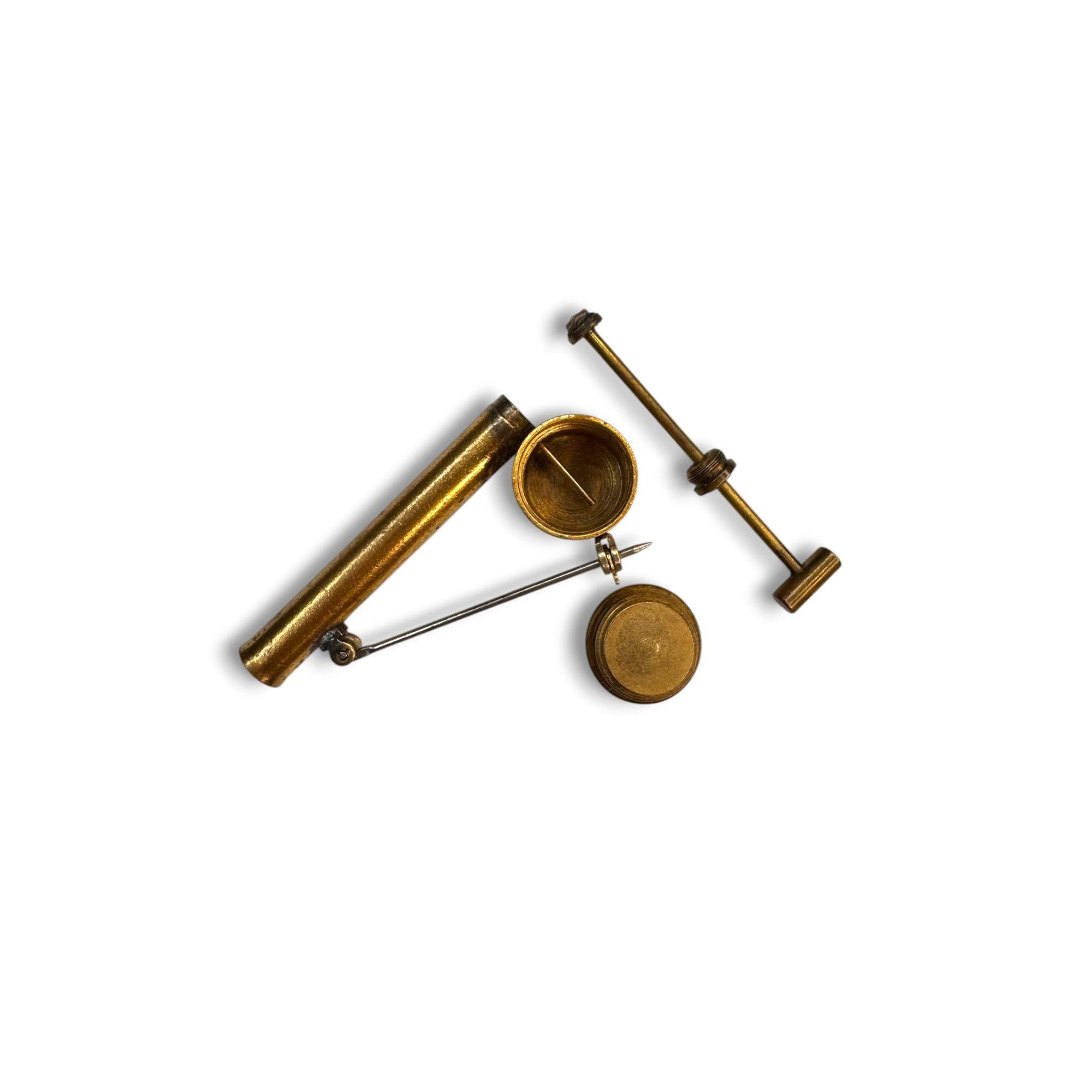 Vintage 1940s Brass Perfume Atomizer Brooch Mechanical Novelty