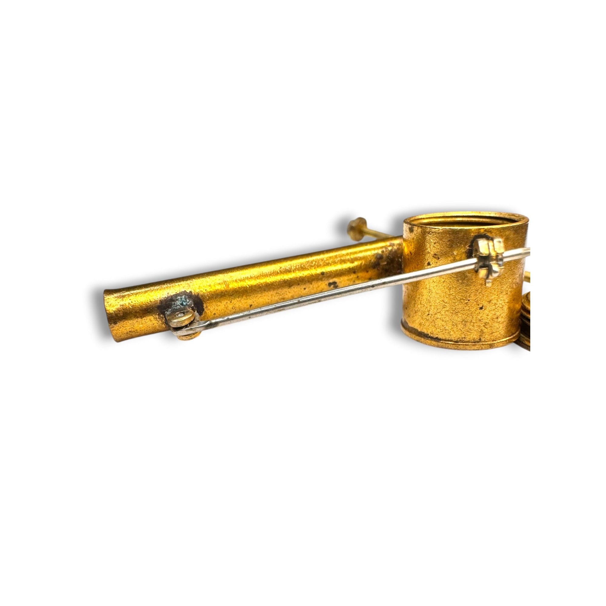 Vintage 1940s Brass Perfume Atomizer Brooch Mechanical Novelty