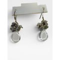 Glass Crystal Cat Eye Cluster Dangle Earrings Gold Tone Modern