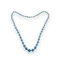 Blue Clear Crystal Beaded Necklace Sterling Silver Spring Ring Clasp Vintage
