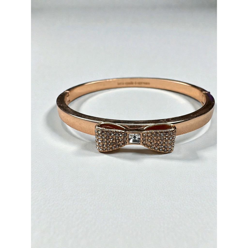 Kate Spade New York Crystal Bow Rose Gold Tone Bangle Bracelet