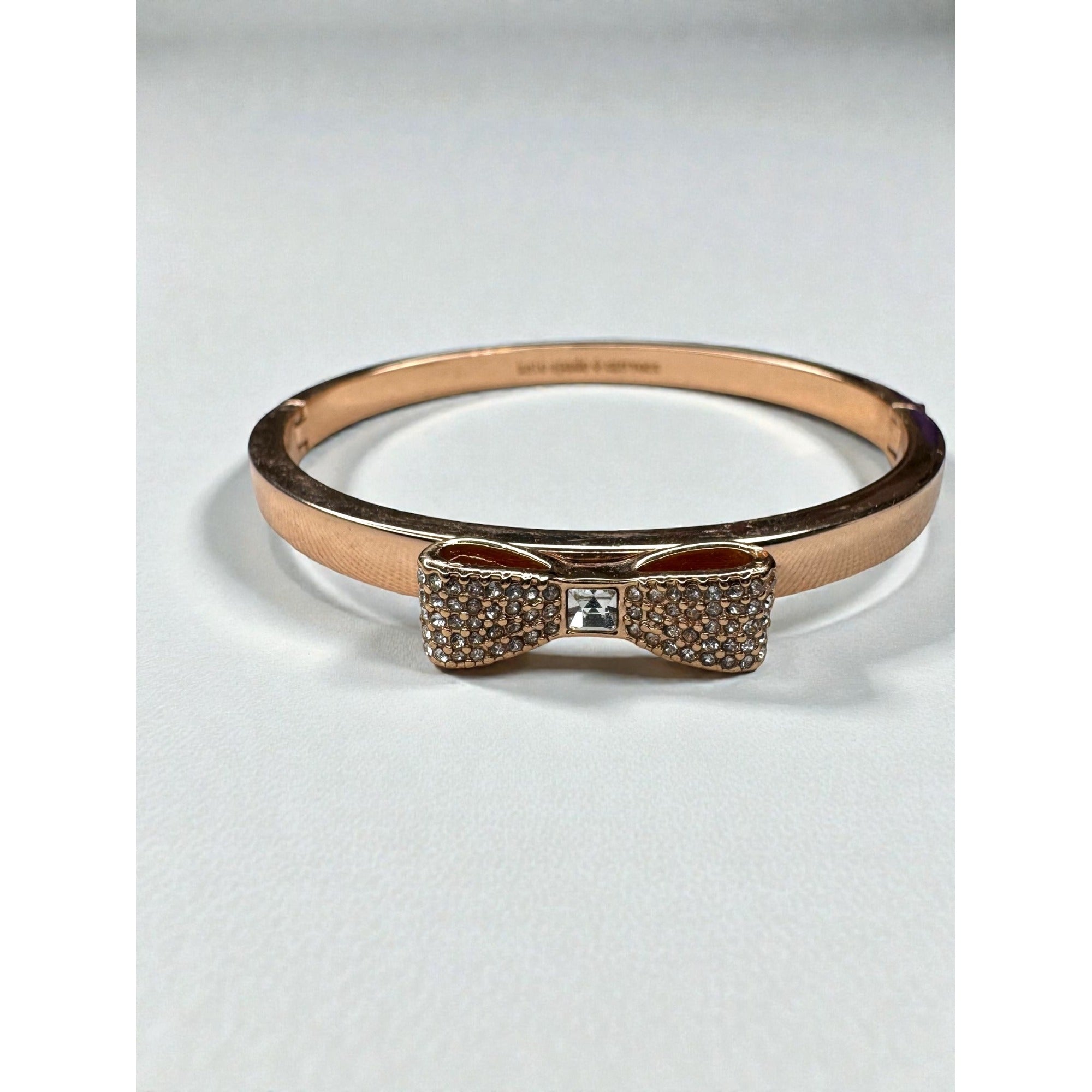 Kate Spade New York Crystal Bow Rose Gold Tone Bangle Bracelet