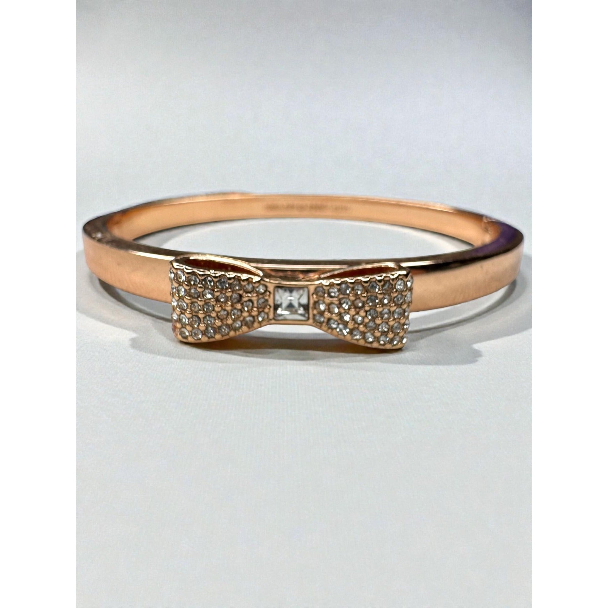 Kate Spade New York Crystal Bow Rose Gold Tone Bangle Bracelet