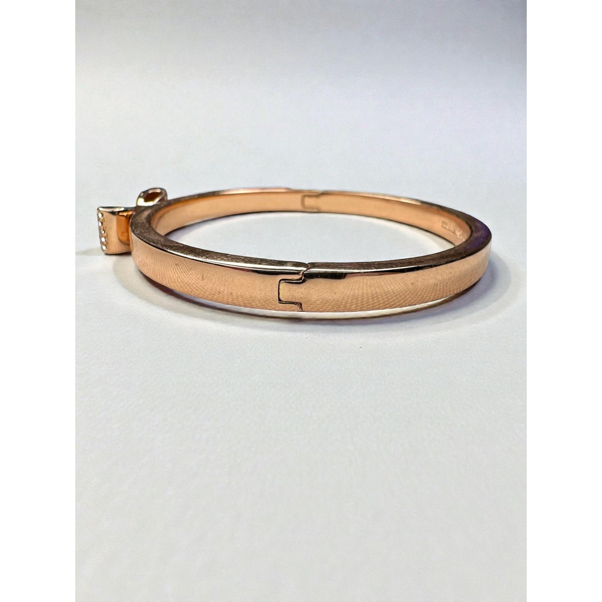 Kate Spade New York Crystal Bow Rose Gold Tone Bangle Bracelet