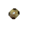 Richelieu Gold Tone Ribbed Faux Pearl Cabochon Brooch 1980s Vintage