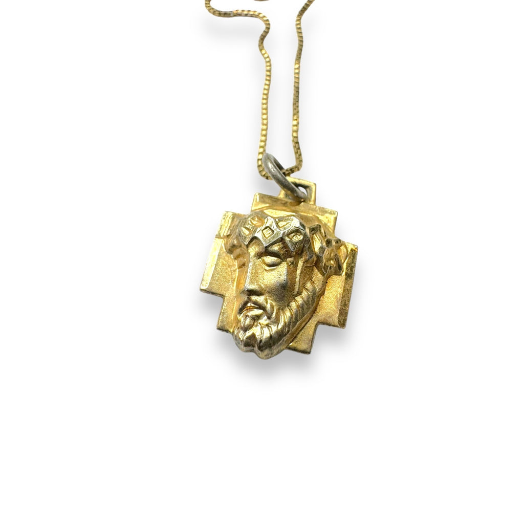 Chapel Jesus Pendant Necklace Gold Vermeil Sterling Silver 19.5" Vintage