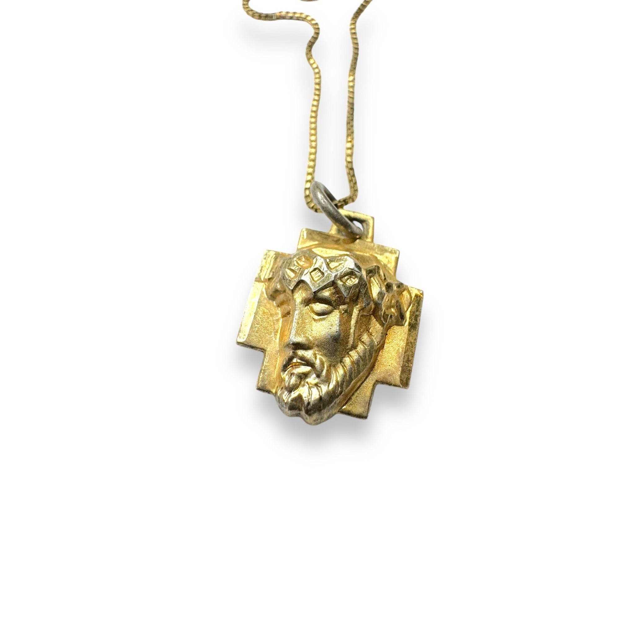 Chapel Jesus Pendant Necklace Gold Vermeil Sterling Silver 19.5" Vintage