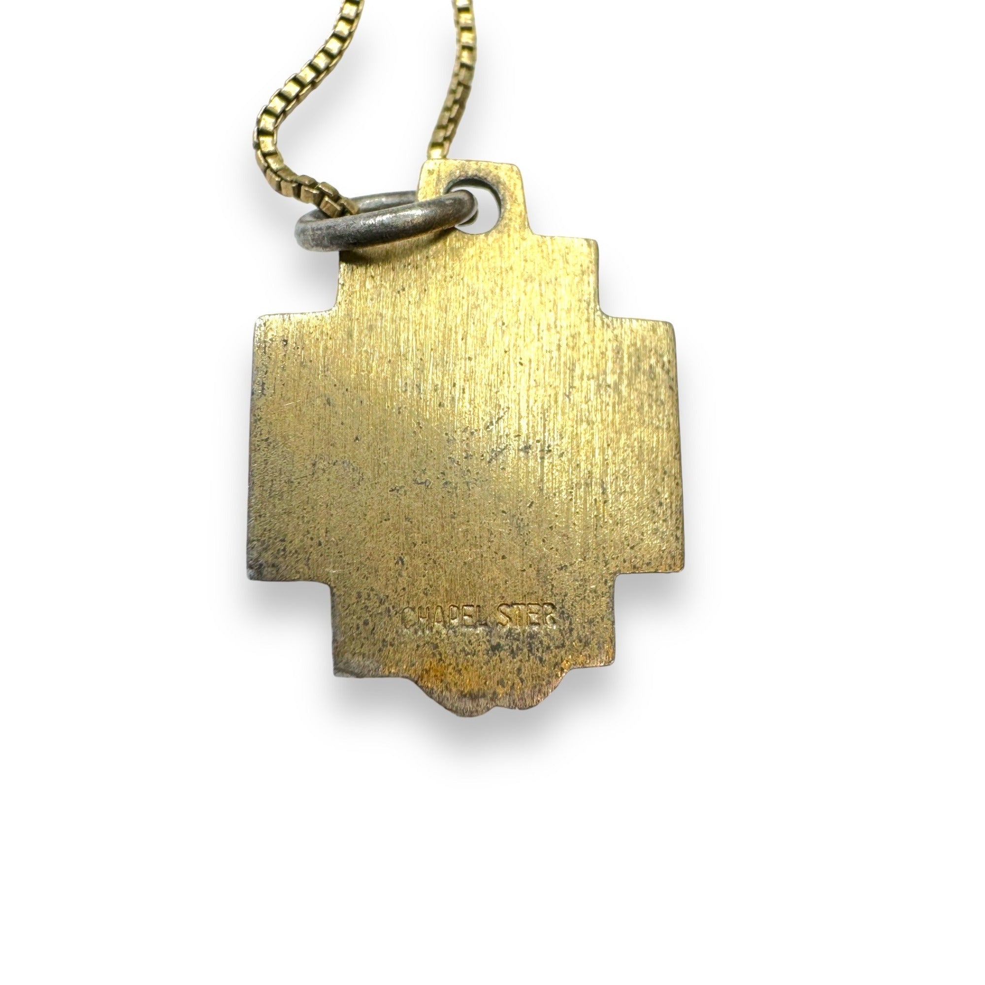 Chapel Jesus Pendant Necklace Gold Vermeil Sterling Silver 19.5" Vintage