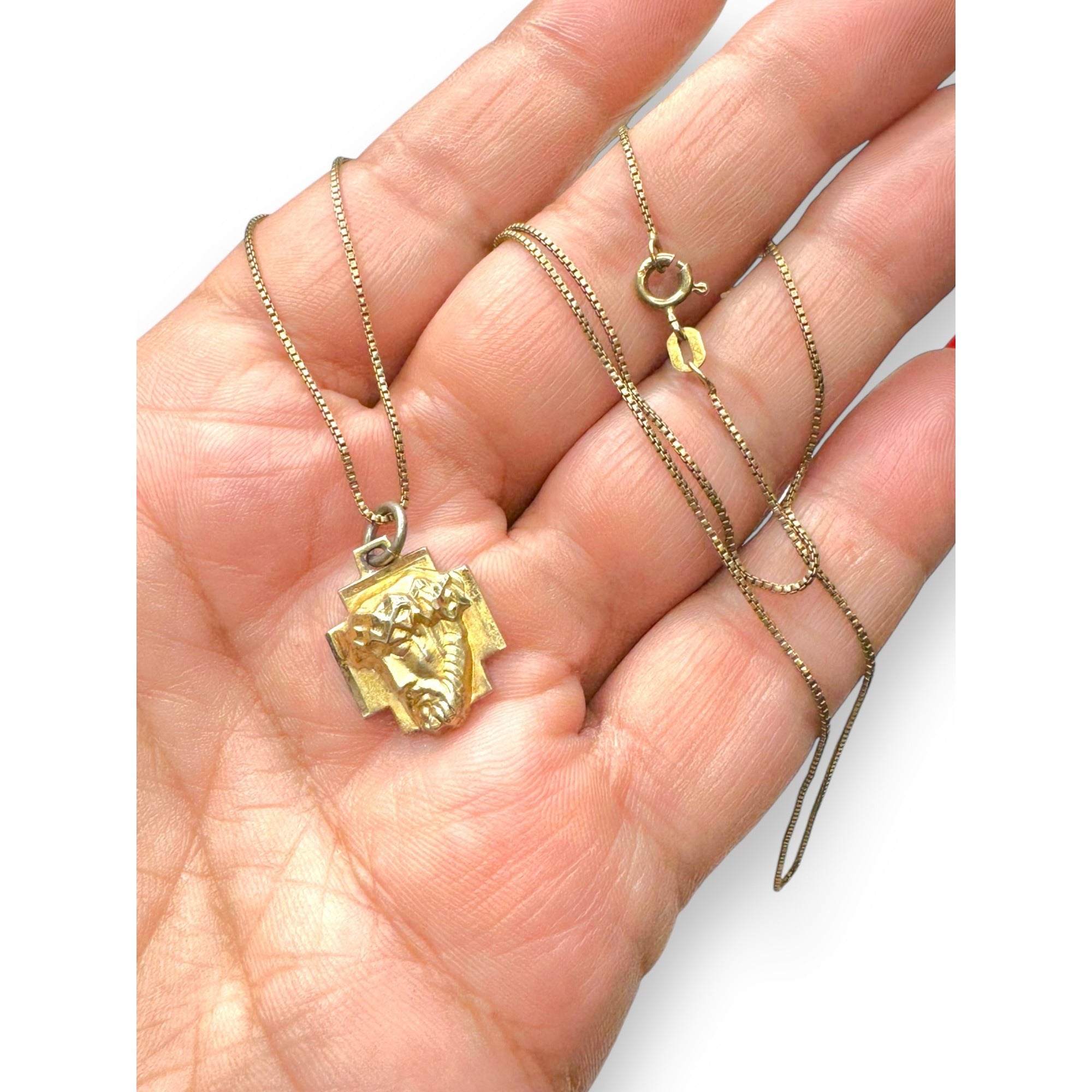 Chapel Jesus Pendant Necklace Gold Vermeil Sterling Silver 19.5" Vintage