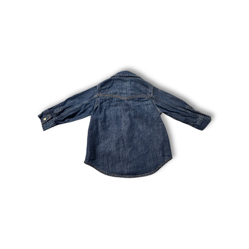 Baby Gap Denim Snap Shirt Blue Long Sleeve 6–12 Months Cotton