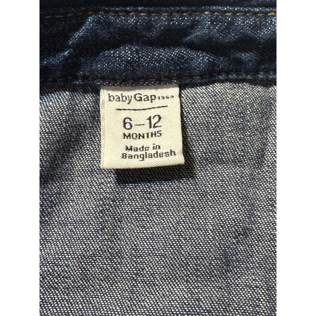 Baby Gap Denim Snap Shirt Blue Long Sleeve 6–12 Months Cotton