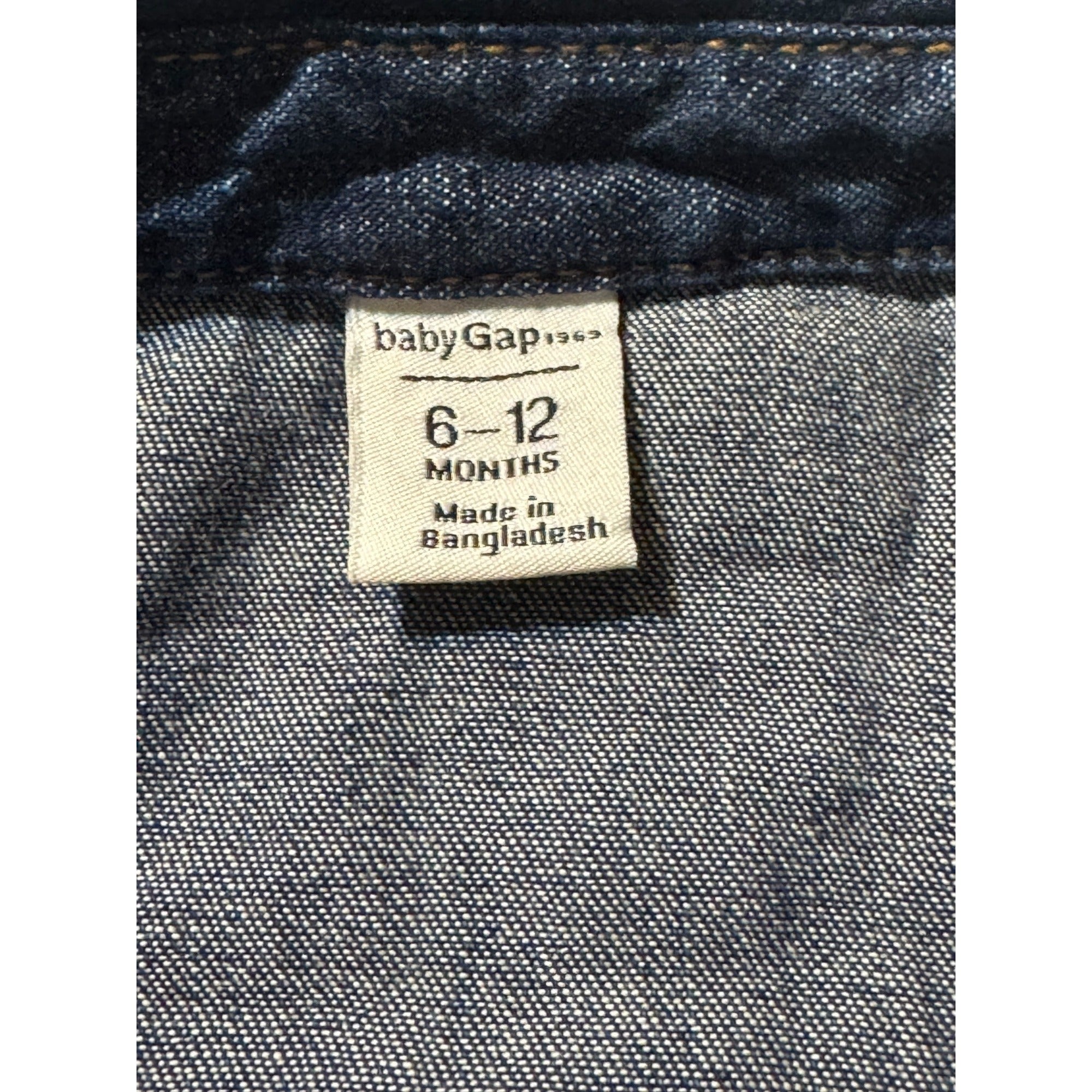 Baby Gap Denim Snap Shirt Blue Long Sleeve 6–12 Months Cotton