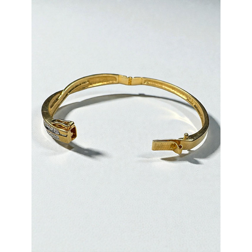 Swarovski Gold Tone Crystal Hinged Bangle Bracelet 2000s