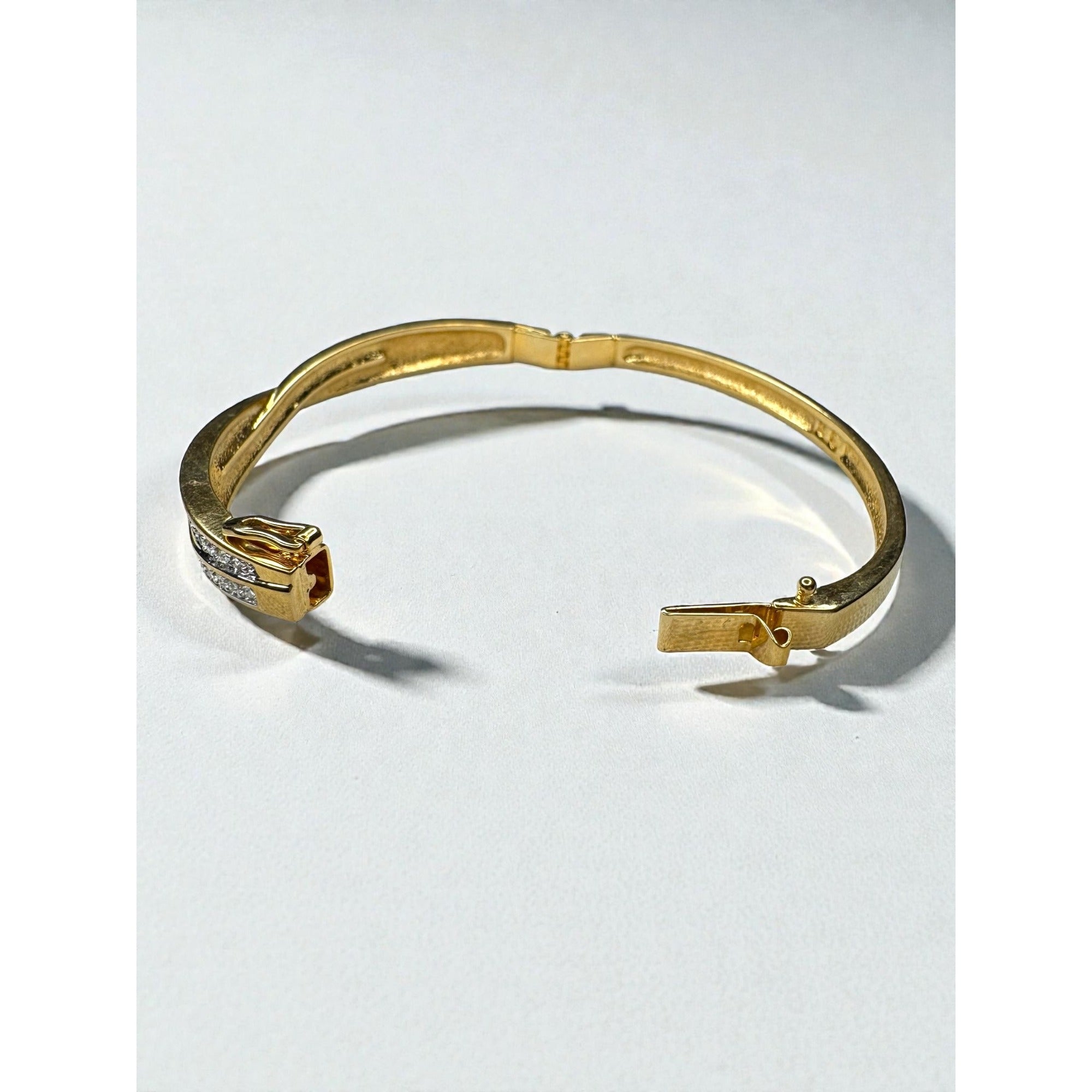 Swarovski Gold Tone Crystal Hinged Bangle Bracelet 2000s