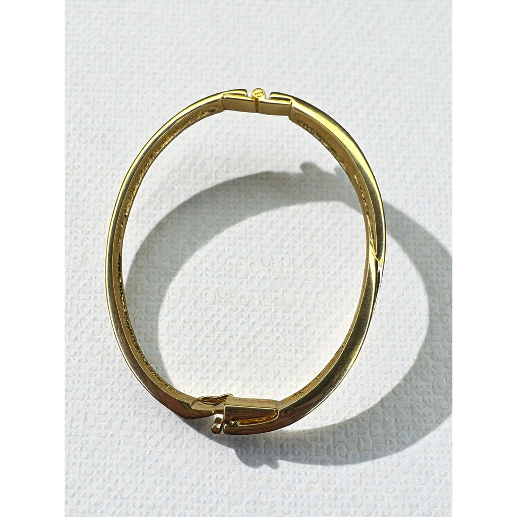 Swarovski Gold Tone Crystal Hinged Bangle Bracelet 2000s
