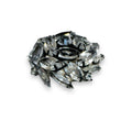 Japanned Metal Clear Crystal Brooch Open Back Navette Chaton Crystals Vintage