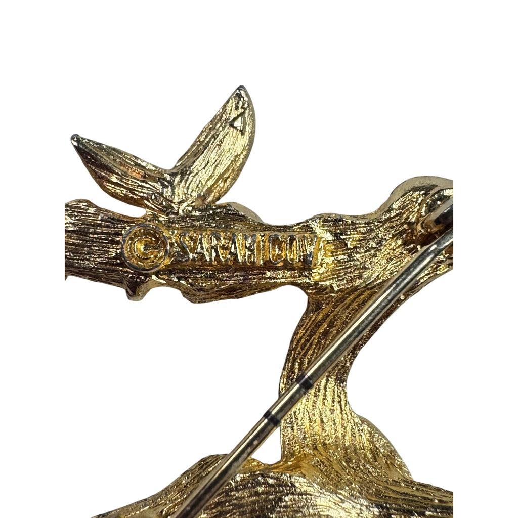 Sarah Coventry Bamboo Letter H Brooch Gold Tone 1970s Vintage
