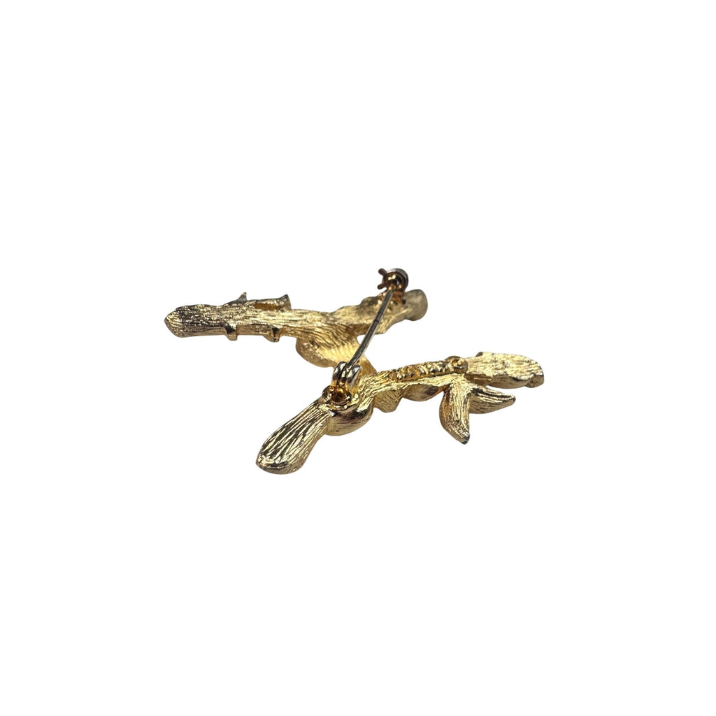 Sarah Coventry Bamboo Letter H Brooch Gold Tone 1970s Vintage