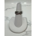 Sterling Silver Womens Swirl Ring With Glass Accents Size 7.25