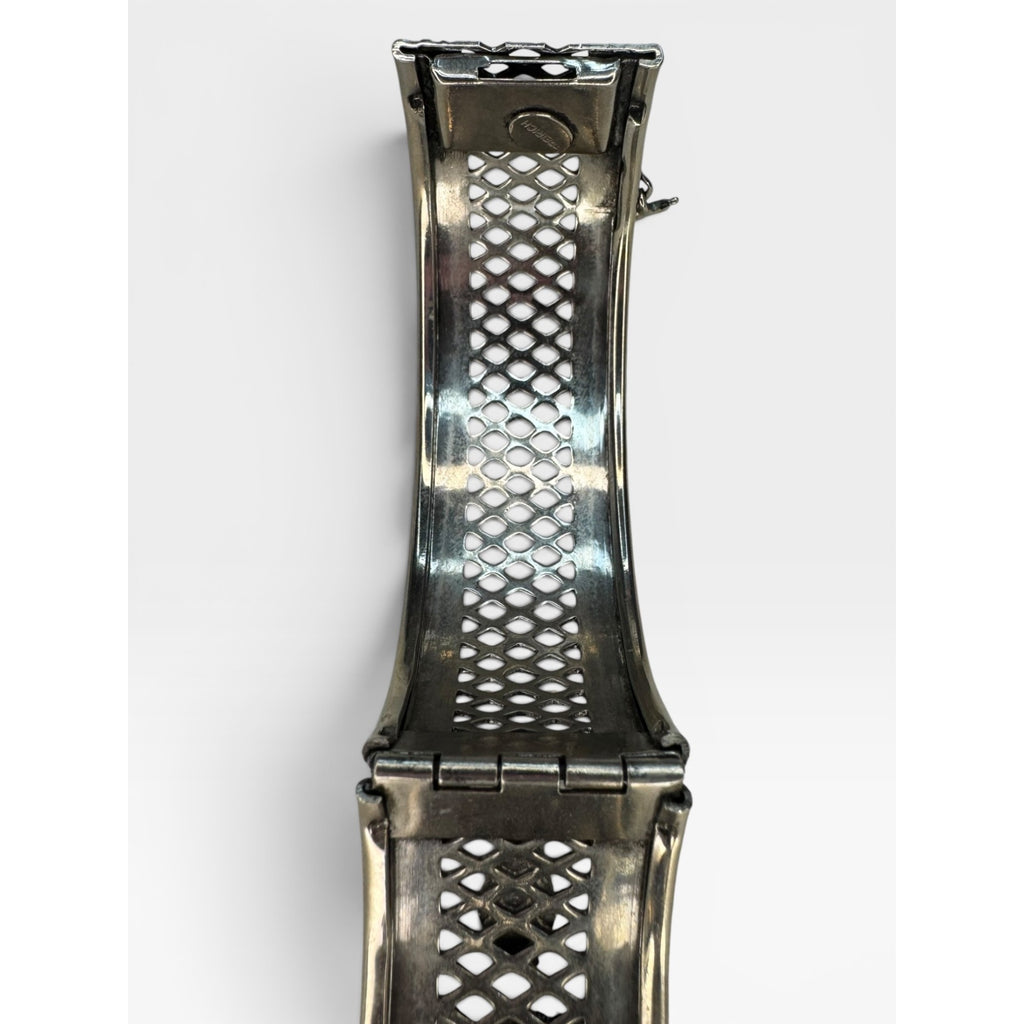 Freirich Silver Tone Evil Eye Hinged Cuff Bracelet Vintage