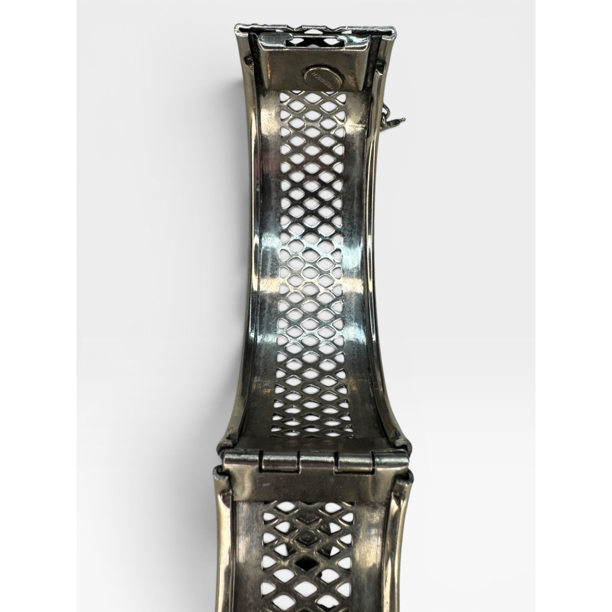 Freirich Silver Tone Evil Eye Hinged Cuff Bracelet Vintage