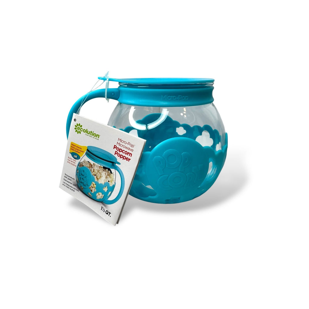 Ecolution Micro-Pop Microwave Popcorn Popper With Handle 1.5 Qt Turquoise