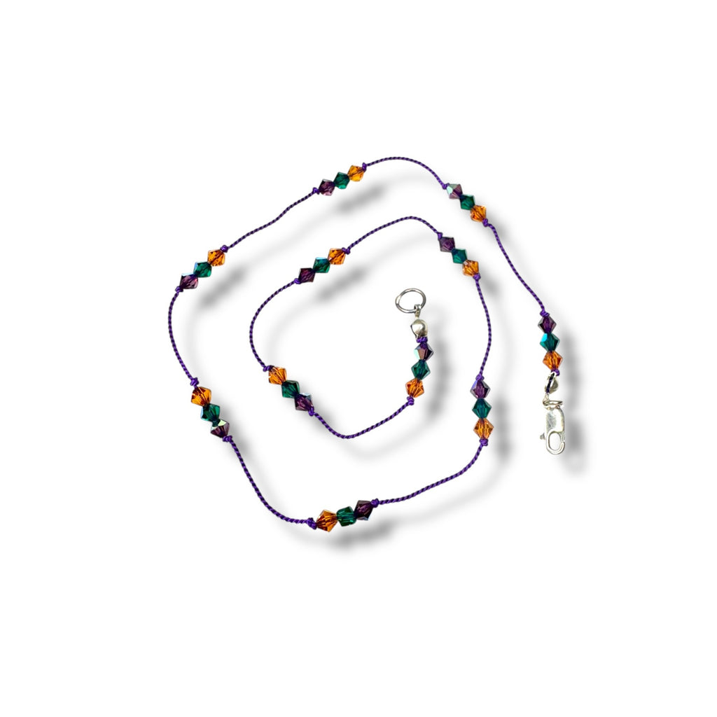 Sterling Silver Crystal Beaded Necklace Lobster Claw Clasp 16"