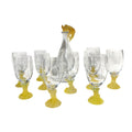 Daum France Pate de Verre Uranium Glass Decanter Set with 10 Goblets Art Crystal