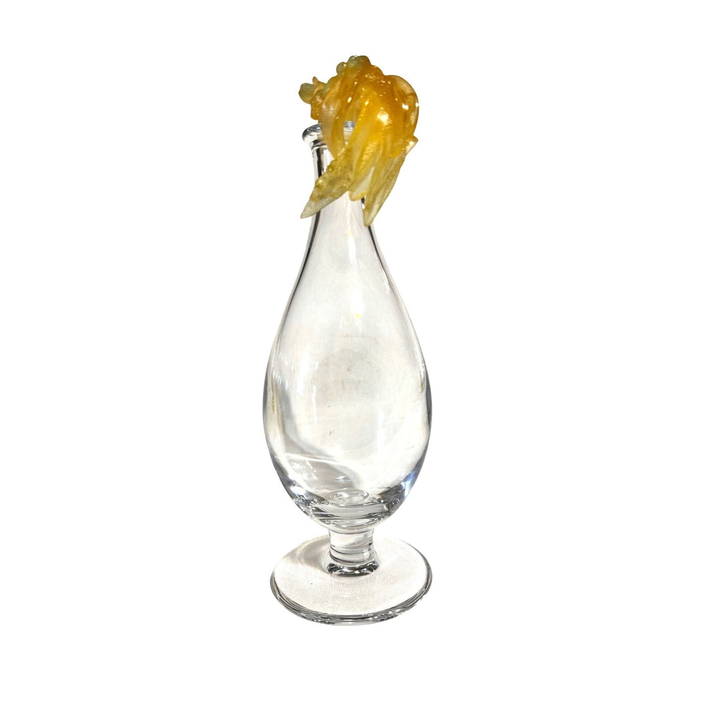 Daum France Pate de Verre Uranium Glass Decanter Set with 10 Goblets Art Crystal