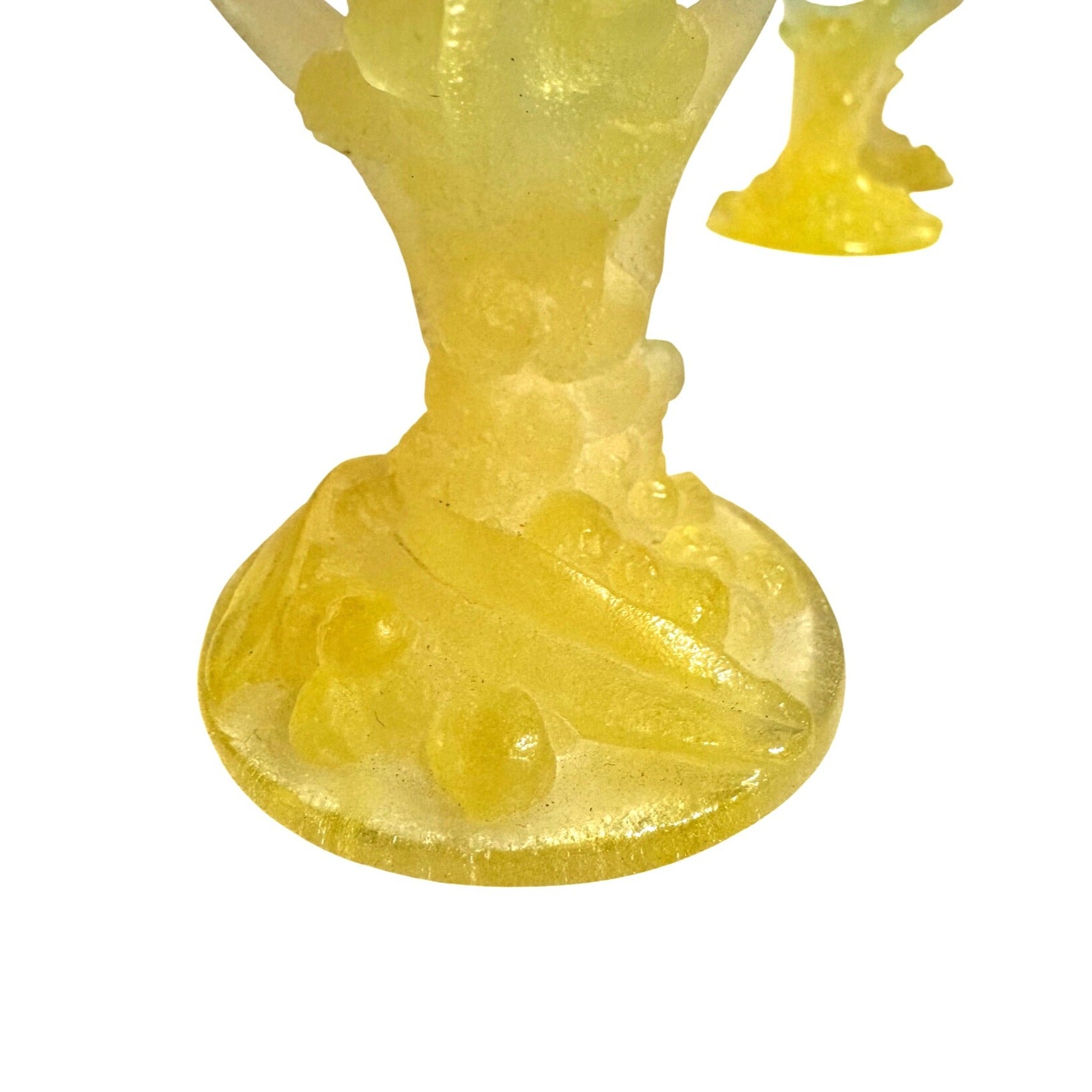 Daum France Pate de Verre Uranium Glass Decanter Set with 10 Goblets Art Crystal