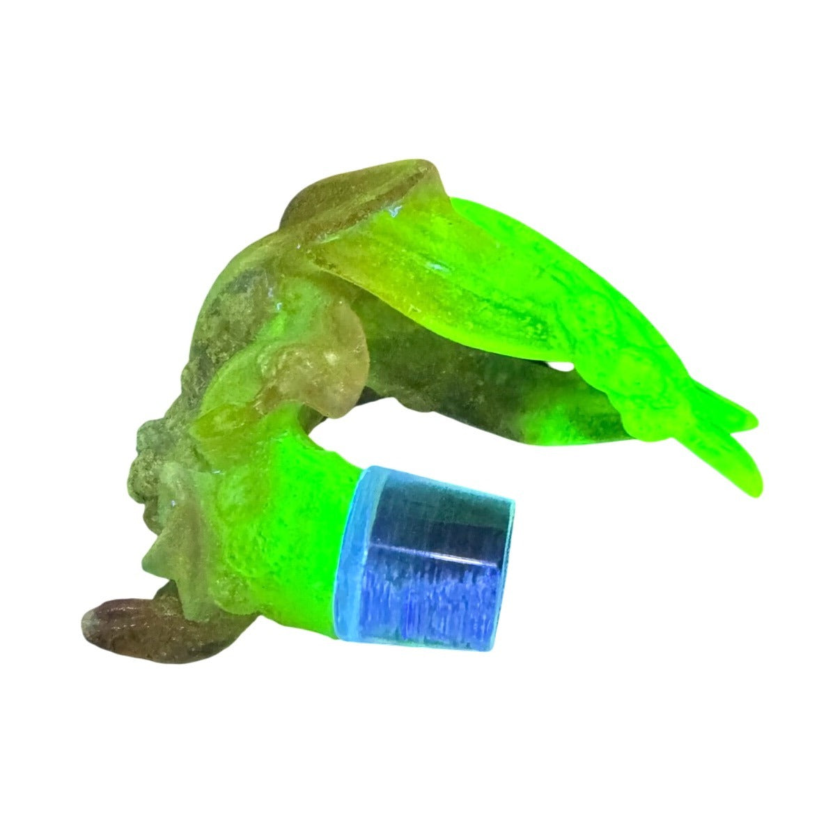 Daum France Pate de Verre Uranium Glass Decanter Set with 10 Goblets Art Crystal