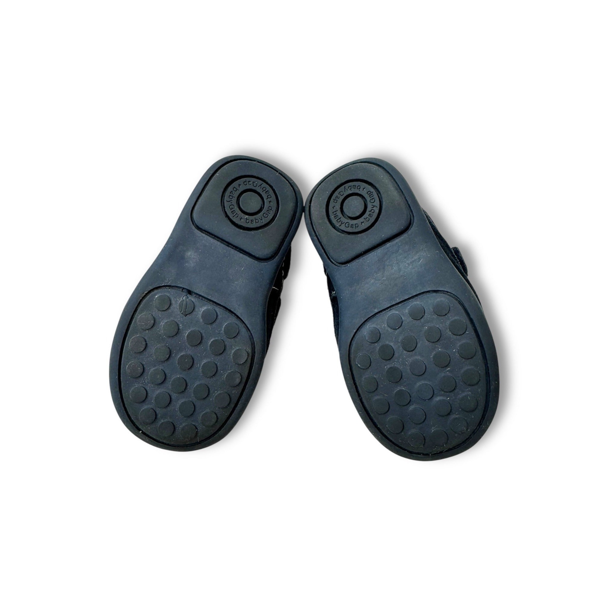 BabyGap Infant Boat Shoes Size 5 Black Suede Hook Loop Strap