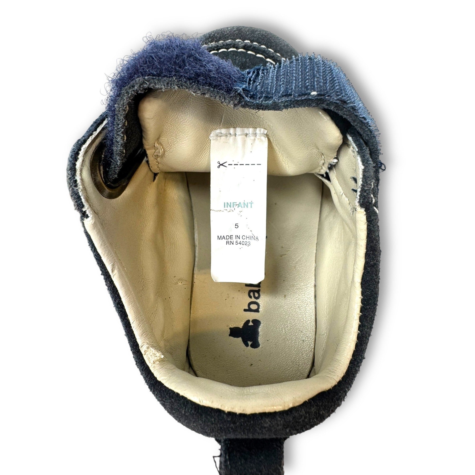 BabyGap Infant Boat Shoes Size 5 Black Suede Hook Loop Strap