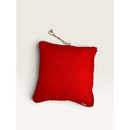 Christmas Bells Pillow Ornament Cream Cross Stitch Red Fabric Back Vintage 1980s
