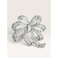 Crown Trifari 1960s Mid Century White Enamel Filigree Openwork Bow Brooch 2.46"