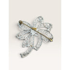 Crown Trifari 1960s Mid Century White Enamel Filigree Openwork Bow Brooch 2.46"